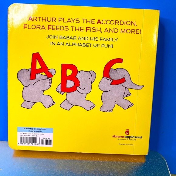 BABAR THE ELEPHANT VTG 2012 ALPHABET BOARD BOOK 7”x7” - Picture 2 of 8